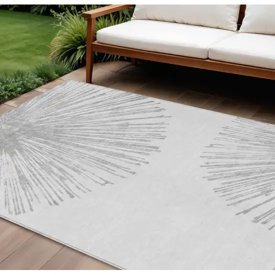 Gray And Ivory Abstract Washable Indoor Outdoor Area Rug Photo 1