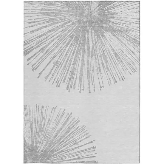 Gray And Ivory Abstract Washable Indoor Outdoor Area Rug Photo 4