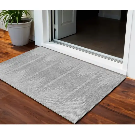 Gray And Ivory Abstract Washable Indoor Outdoor Area Rug Photo 1