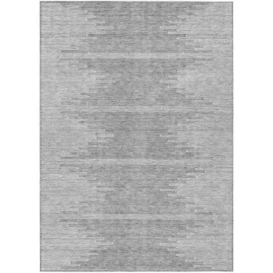 Gray And Ivory Abstract Washable Indoor Outdoor Area Rug Photo 2