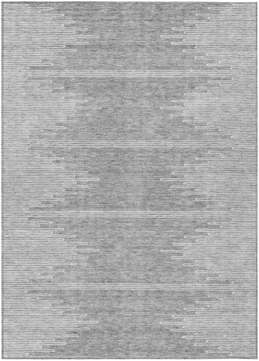 Gray And Ivory Abstract Washable Indoor Outdoor Area Rug Photo 2
