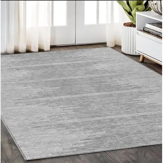 Gray And Ivory Abstract Washable Indoor Outdoor Area Rug Photo 9