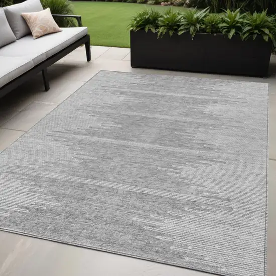 Gray And Ivory Abstract Washable Indoor Outdoor Area Rug Photo 1