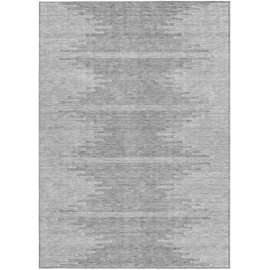 Gray And Ivory Abstract Washable Indoor Outdoor Area Rug Photo 4