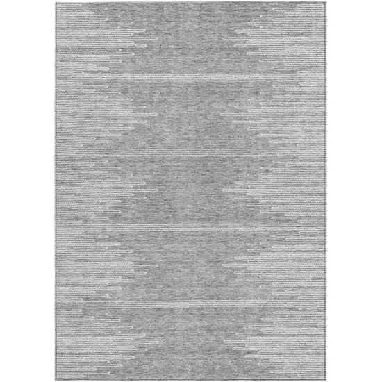 Gray And Ivory Abstract Washable Indoor Outdoor Area Rug Photo 4