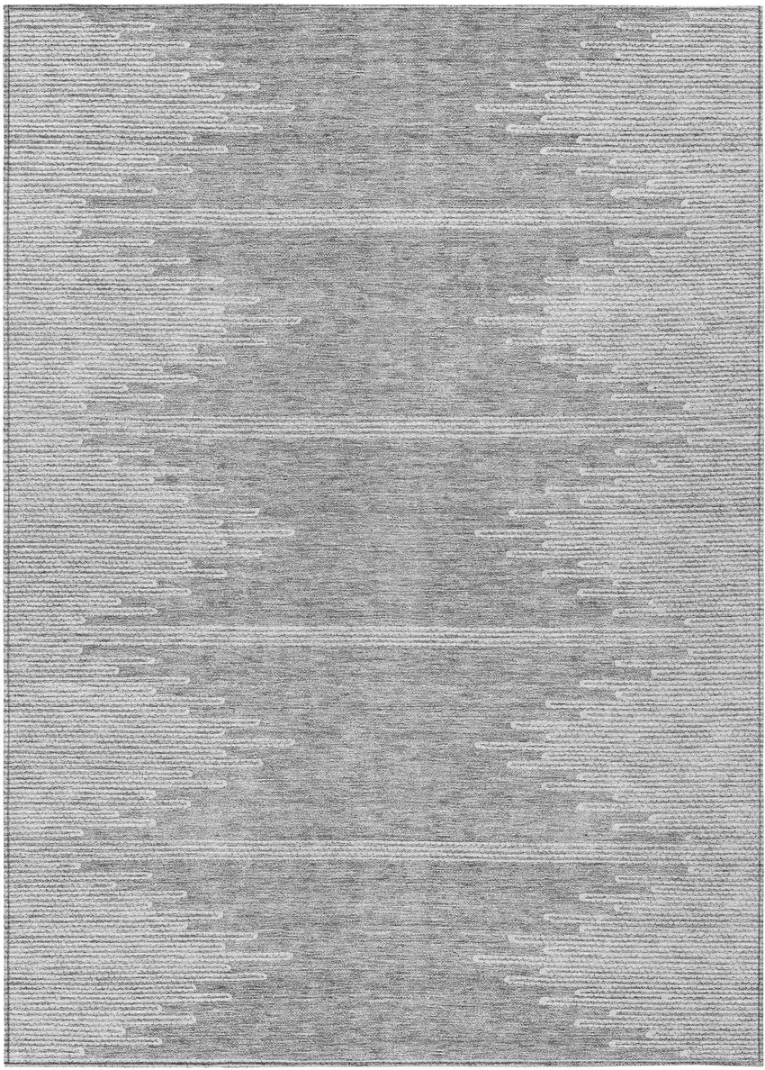 Gray And Ivory Abstract Washable Indoor Outdoor Area Rug Photo 2