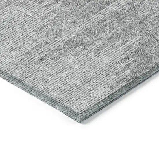 Gray And Ivory Abstract Washable Indoor Outdoor Area Rug Photo 5