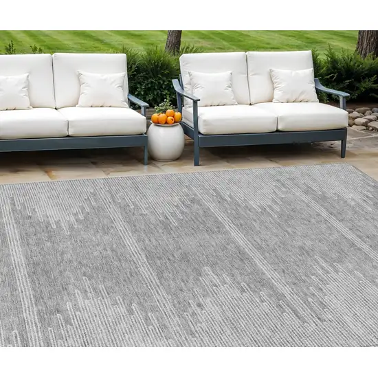Gray And Ivory Abstract Washable Indoor Outdoor Area Rug Photo 1