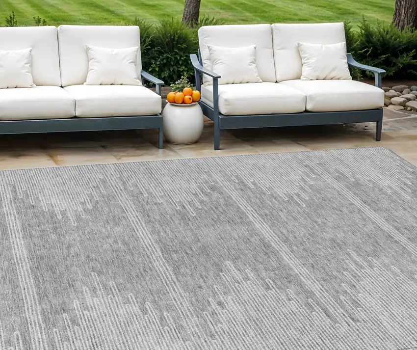 Gray And Ivory Abstract Washable Indoor Outdoor Area Rug Photo 1