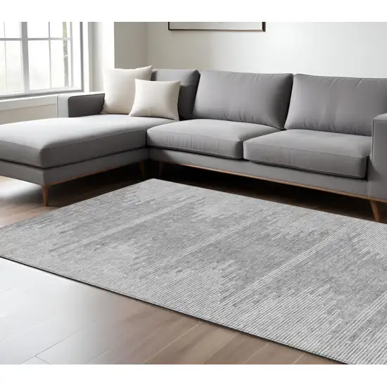 Gray And Ivory Abstract Washable Indoor Outdoor Area Rug Photo 9