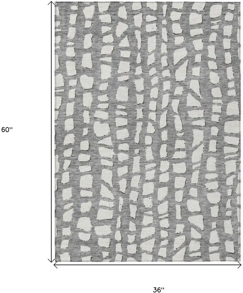 Gray And Ivory Abstract Washable Indoor Outdoor Area Rug Photo 7