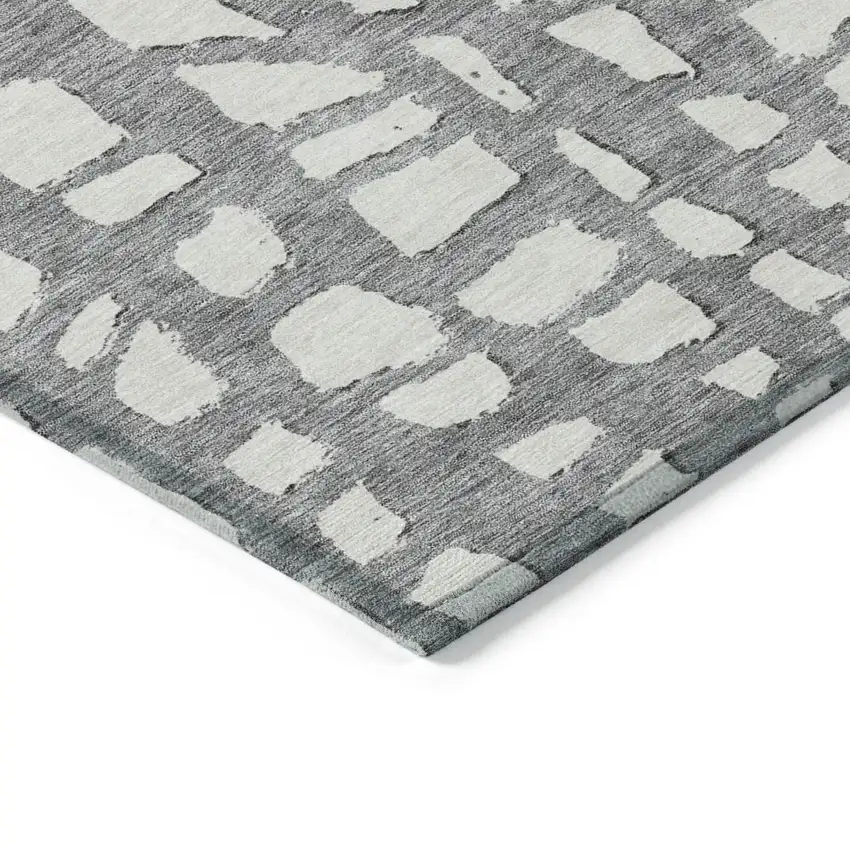 Gray And Ivory Abstract Washable Indoor Outdoor Area Rug Photo 3