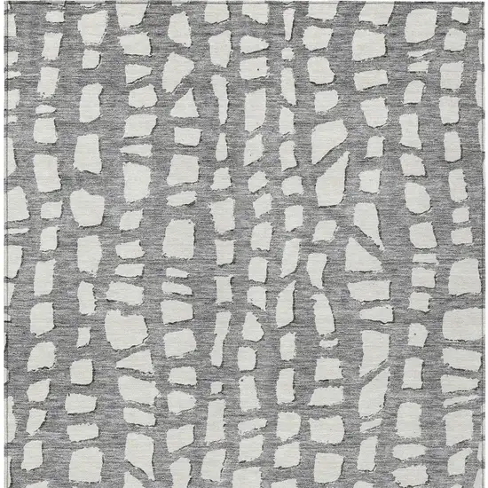 Gray And Ivory Abstract Washable Indoor Outdoor Area Rug Photo 5