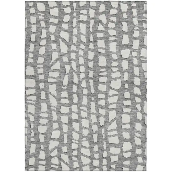 Gray And Ivory Abstract Washable Indoor Outdoor Area Rug Photo 5