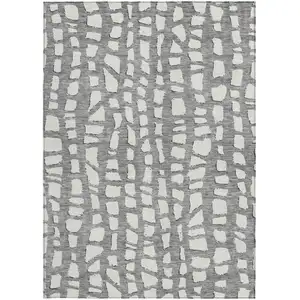 Photo of Gray And Ivory Abstract Washable Indoor Outdoor Area Rug