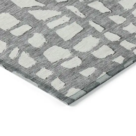 Gray And Ivory Abstract Washable Indoor Outdoor Area Rug Photo 3