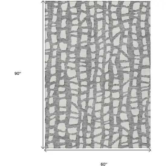 Gray And Ivory Abstract Washable Indoor Outdoor Area Rug Photo 7