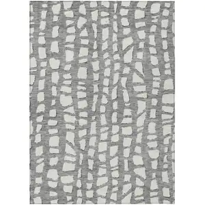 Photo of Gray And Ivory Abstract Washable Indoor Outdoor Area Rug