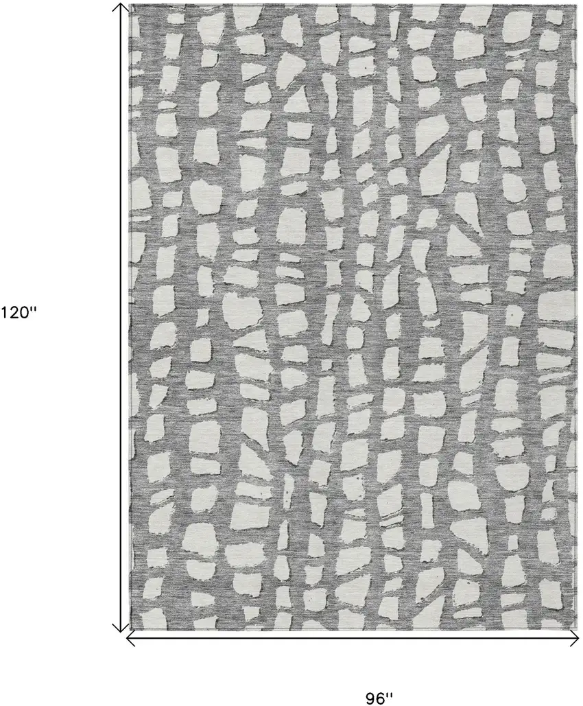 Gray And Ivory Abstract Washable Indoor Outdoor Area Rug Photo 7