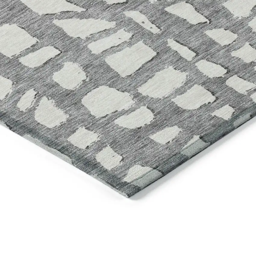 Gray And Ivory Abstract Washable Indoor Outdoor Area Rug Photo 3