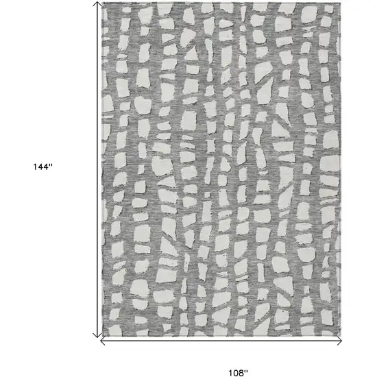 Gray And Ivory Abstract Washable Indoor Outdoor Area Rug Photo 7