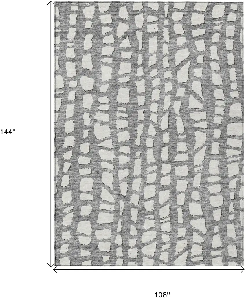 Gray And Ivory Abstract Washable Indoor Outdoor Area Rug Photo 7