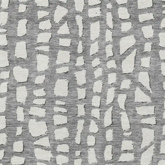 Gray And Ivory Abstract Washable Indoor Outdoor Area Rug Photo 4