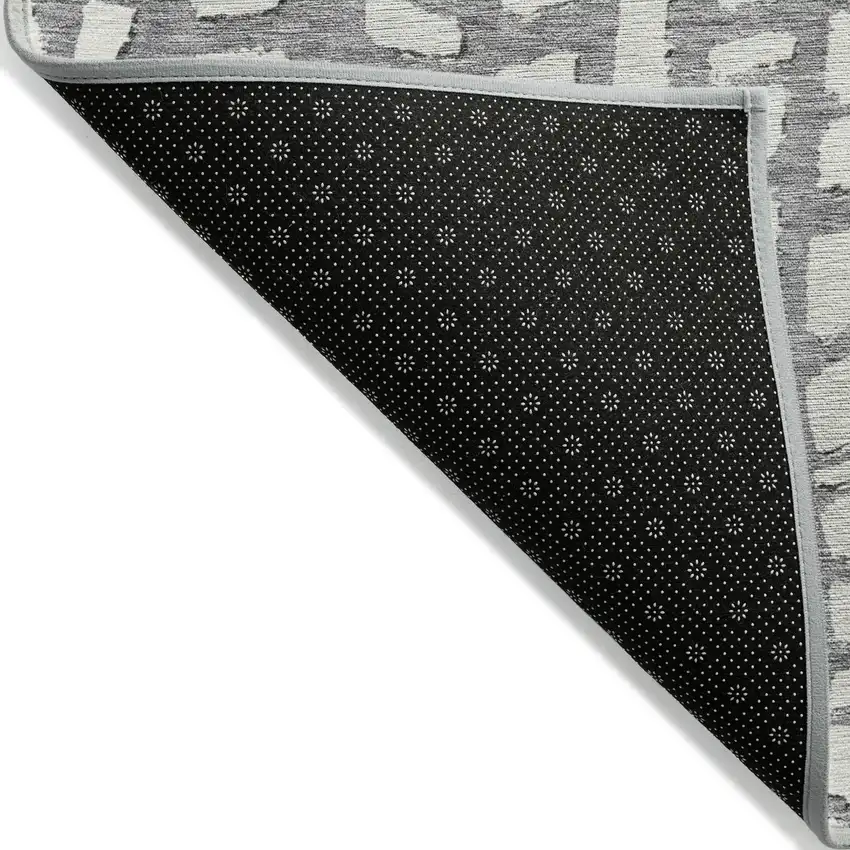 Gray And Ivory Abstract Washable Indoor Outdoor Area Rug Photo 2