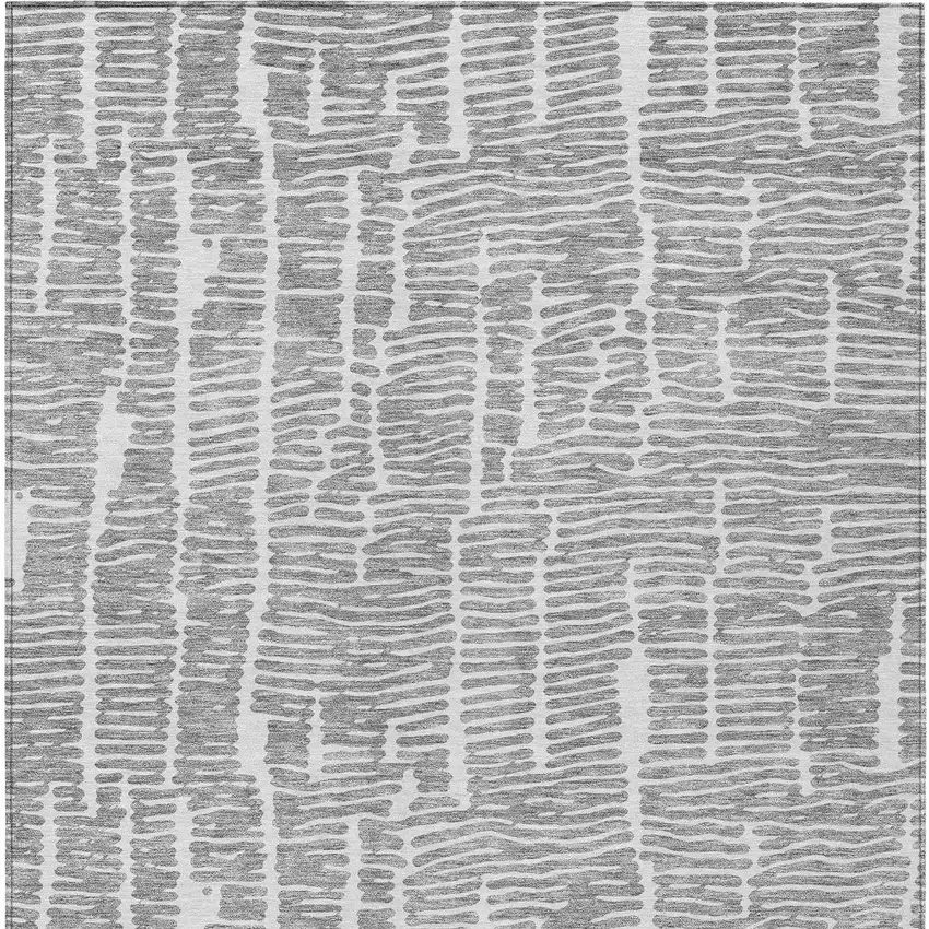 Gray And Ivory Abstract Washable Indoor Outdoor Area Rug Photo 7