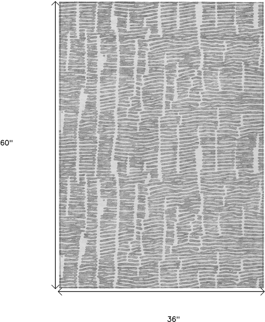 Gray And Ivory Abstract Washable Indoor Outdoor Area Rug Photo 3