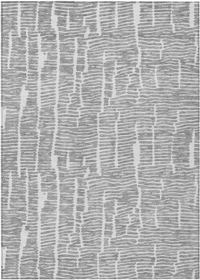 Gray And Ivory Abstract Washable Indoor Outdoor Area Rug Photo 2