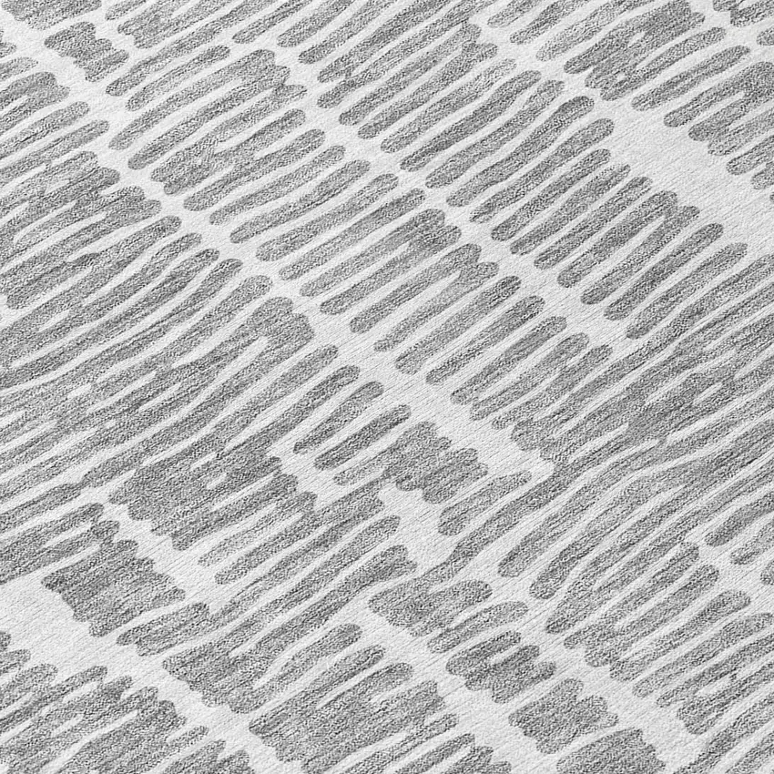 Gray And Ivory Abstract Washable Indoor Outdoor Area Rug Photo 8
