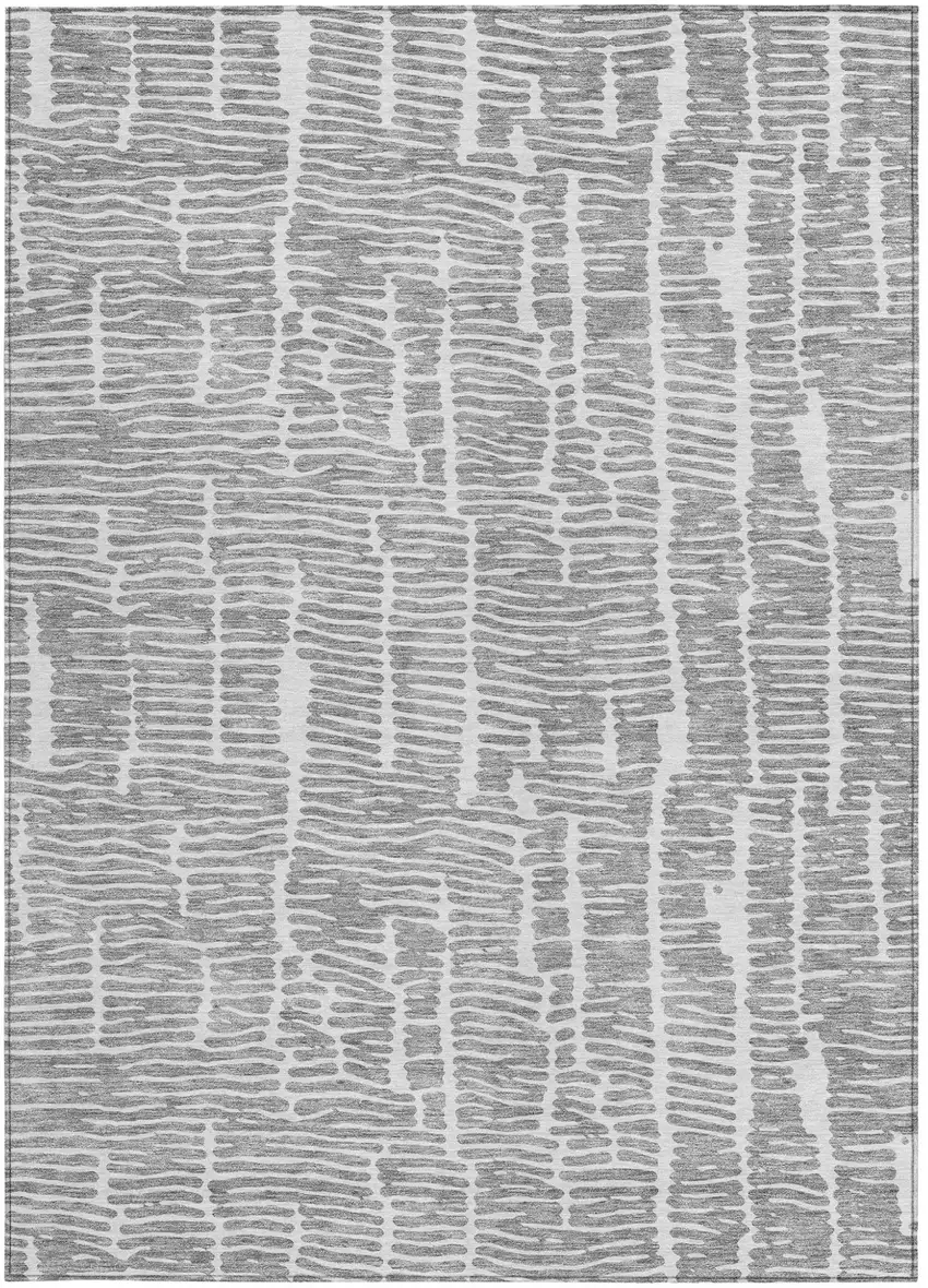 Gray And Ivory Abstract Washable Indoor Outdoor Area Rug Photo 7