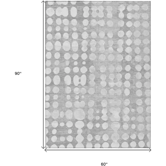Gray And Ivory Abstract Washable Indoor Outdoor Area Rug Photo 3