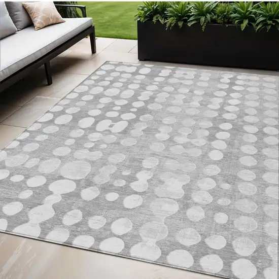 Gray And Ivory Abstract Washable Indoor Outdoor Area Rug Photo 1