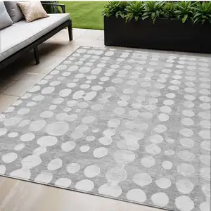 Photo of Gray And Ivory Abstract Washable Indoor Outdoor Area Rug