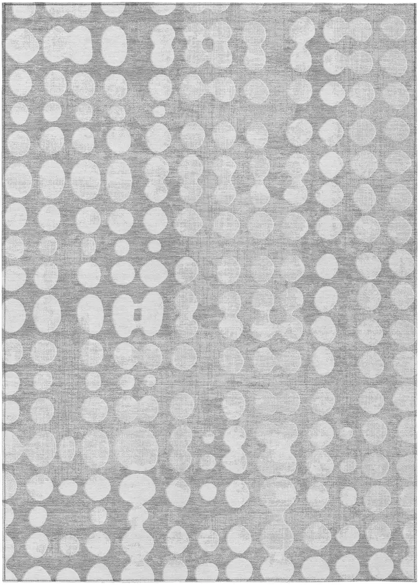 Gray And Ivory Abstract Washable Indoor Outdoor Area Rug Photo 2