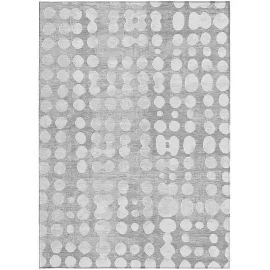 Gray And Ivory Abstract Washable Indoor Outdoor Area Rug Photo 7