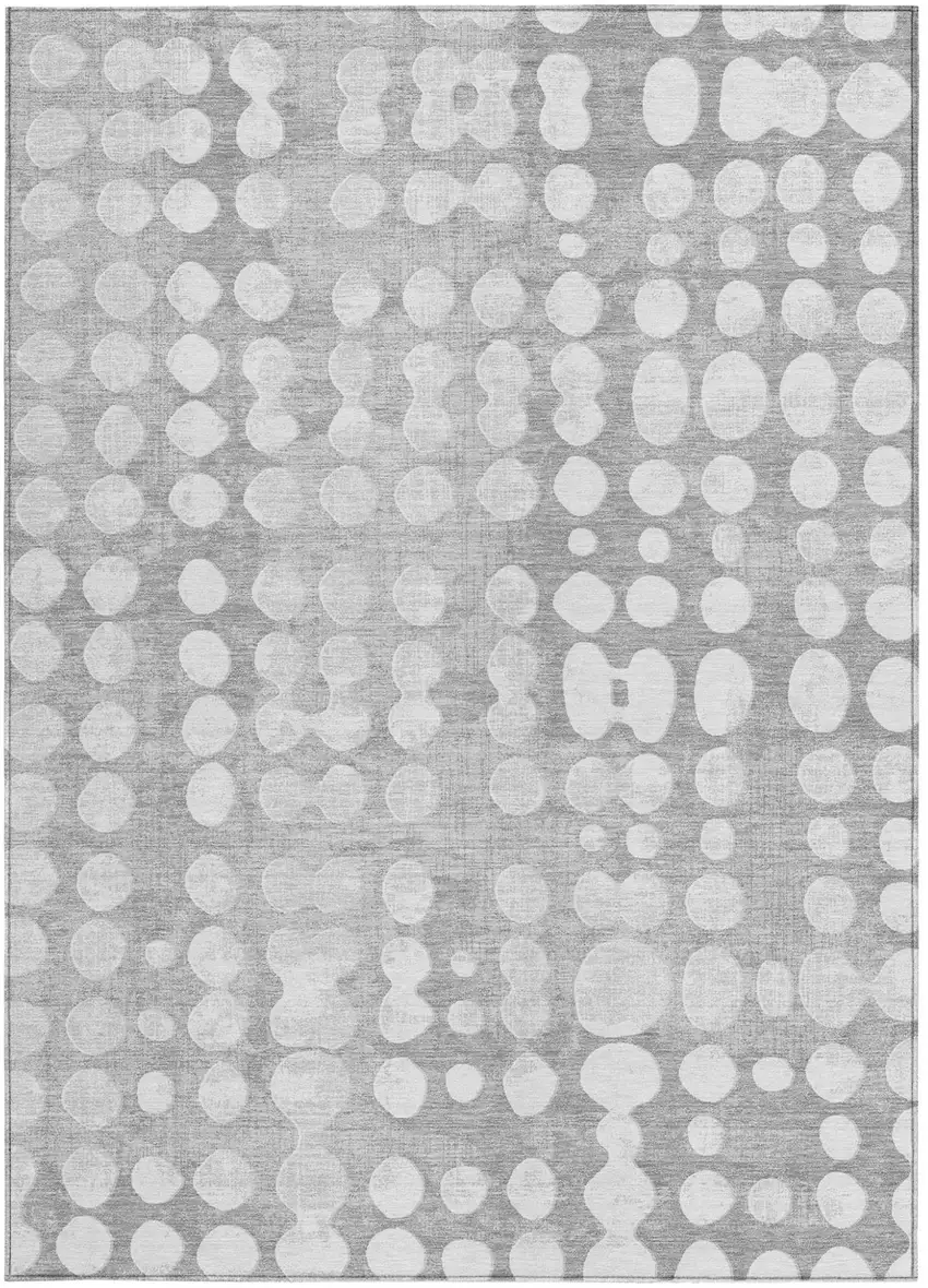 Gray And Ivory Abstract Washable Indoor Outdoor Area Rug Photo 7