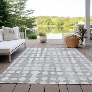 Photo of Gray And Ivory Abstract Washable Indoor Outdoor Area Rug