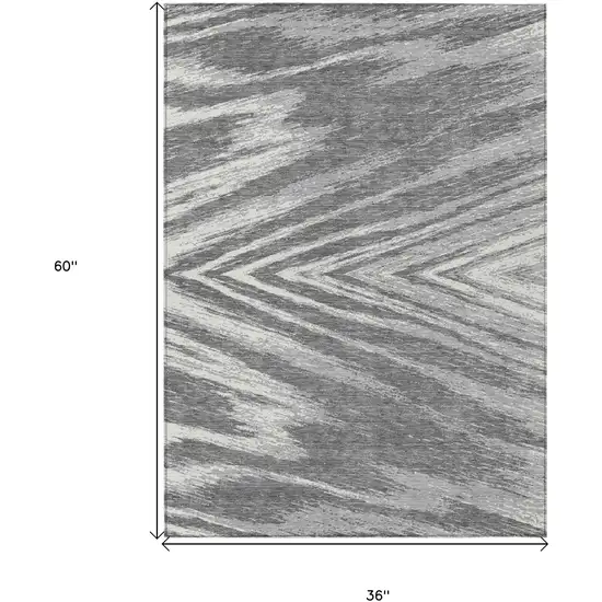 Gray And Ivory Abstract Washable Indoor Outdoor Area Rug Photo 3