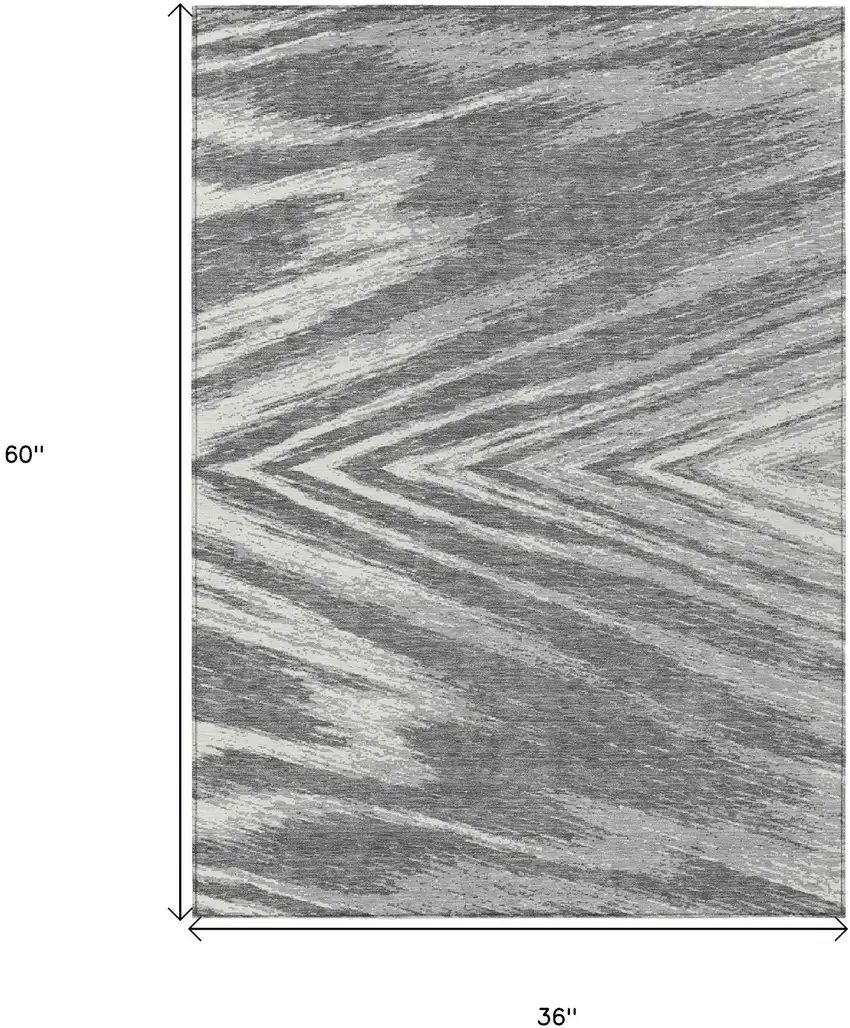 Gray And Ivory Abstract Washable Indoor Outdoor Area Rug Photo 3