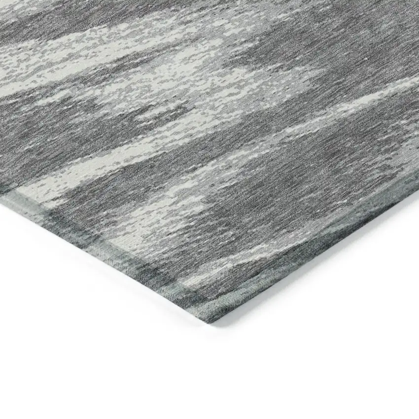 Gray And Ivory Abstract Washable Indoor Outdoor Area Rug Photo 5