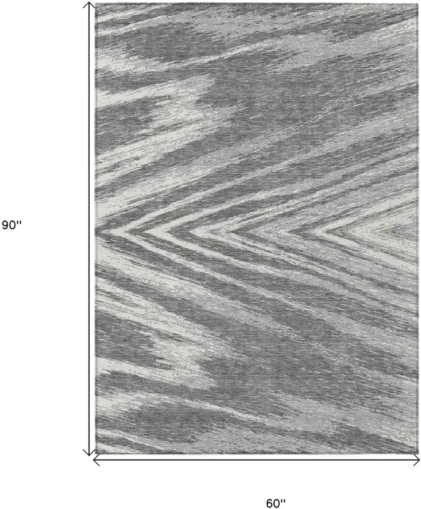 Gray And Ivory Abstract Washable Indoor Outdoor Area Rug Photo 3