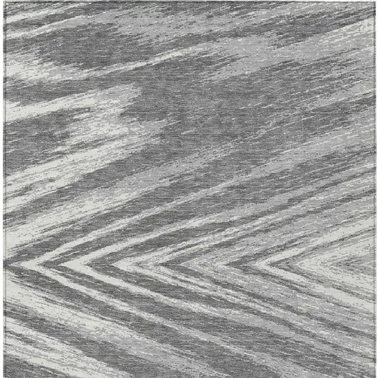 Gray And Ivory Abstract Washable Indoor Outdoor Area Rug Photo 7