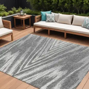 Photo of Gray And Ivory Abstract Washable Indoor Outdoor Area Rug