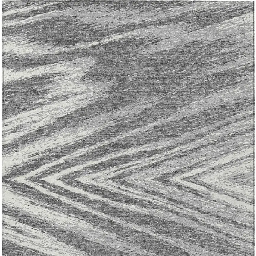 Gray And Ivory Abstract Washable Indoor Outdoor Area Rug Photo 6