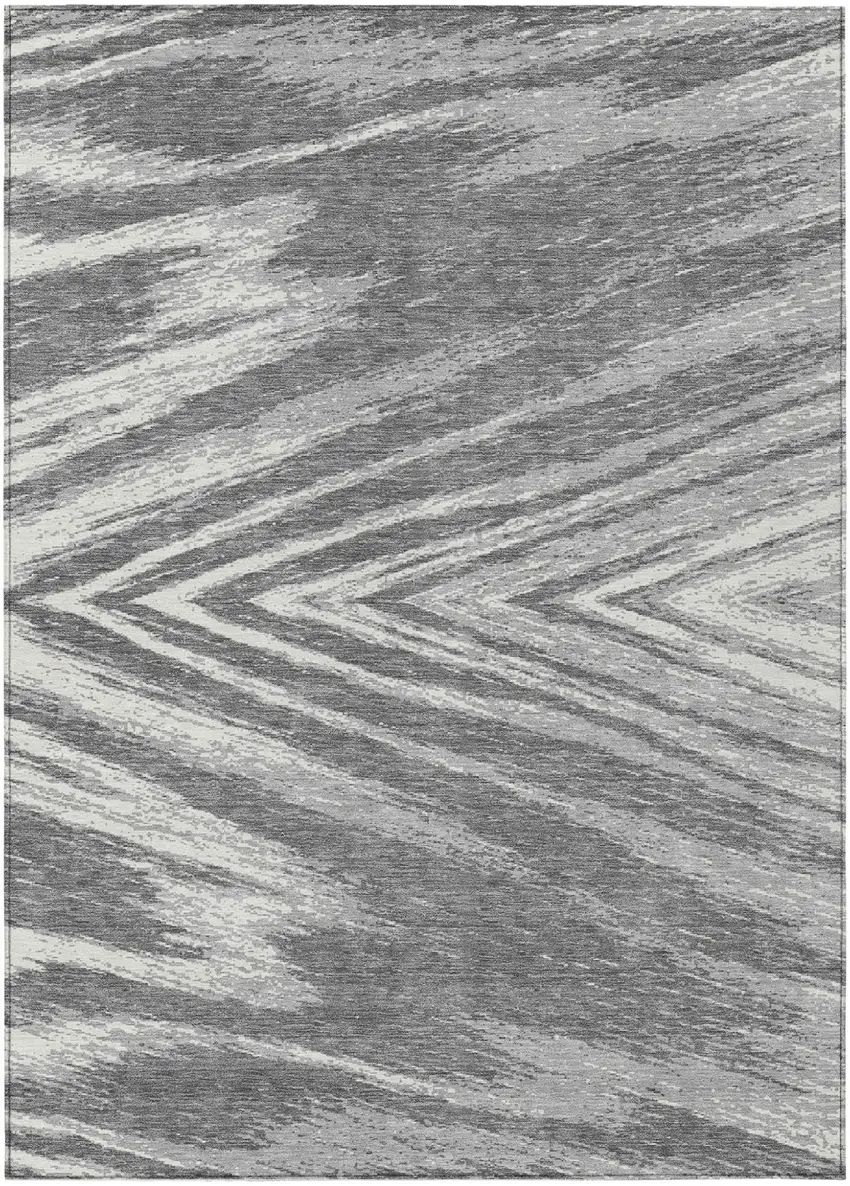 Gray And Ivory Abstract Washable Indoor Outdoor Area Rug Photo 2