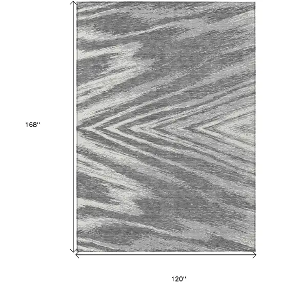 Gray And Ivory Abstract Washable Indoor Outdoor Area Rug Photo 3