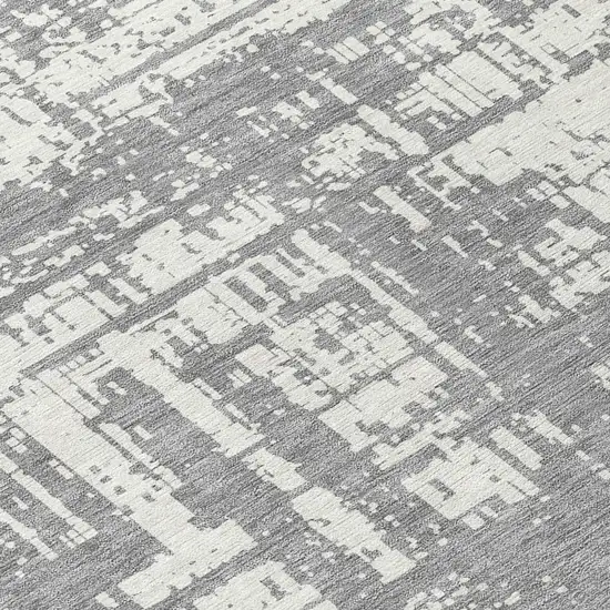 Gray And Ivory Abstract Washable Indoor Outdoor Area Rug Photo 9
